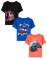 The Children's Place,Baby-Boys,and Toddler Vehicle Short Sleeve Graphic T-Shirts,multipacks,Firetruck/Racecars/Monster Truck 3-Pack,3T
