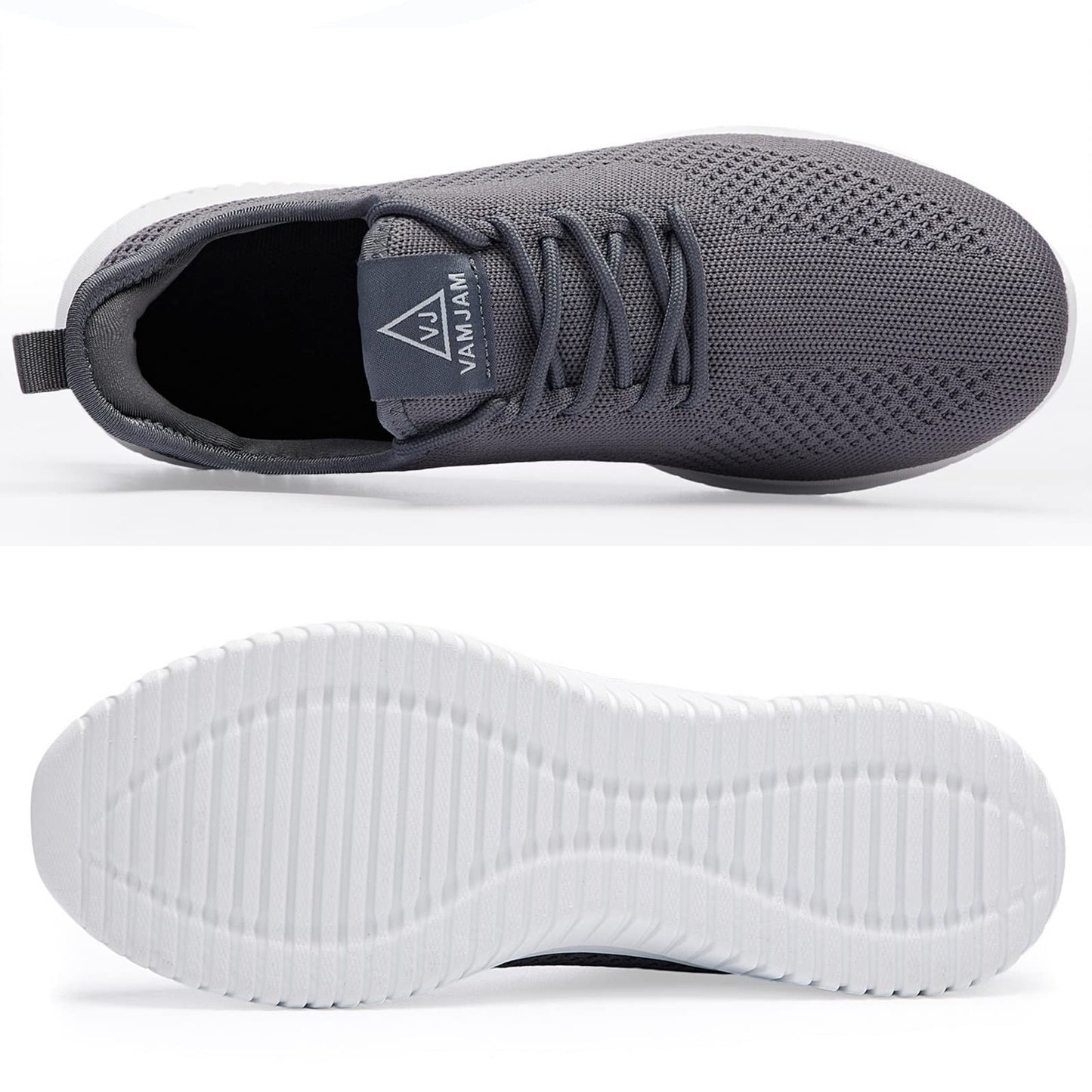 VAMJAM Men's Running Shoes Ultra Lightweight Breathable Walking Shoes Non Slip Athletic Fashion Sneakers Mesh Workout Casual Sports Shoes Grey Size 12.5