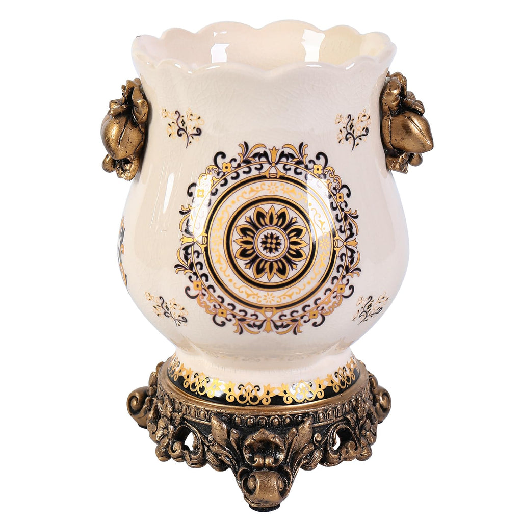 BEAULEMNA Retro Style American Ceramic Vase Vintage Delicate Decoration for Living Room/Bedroom/Study,Vintage Gifts