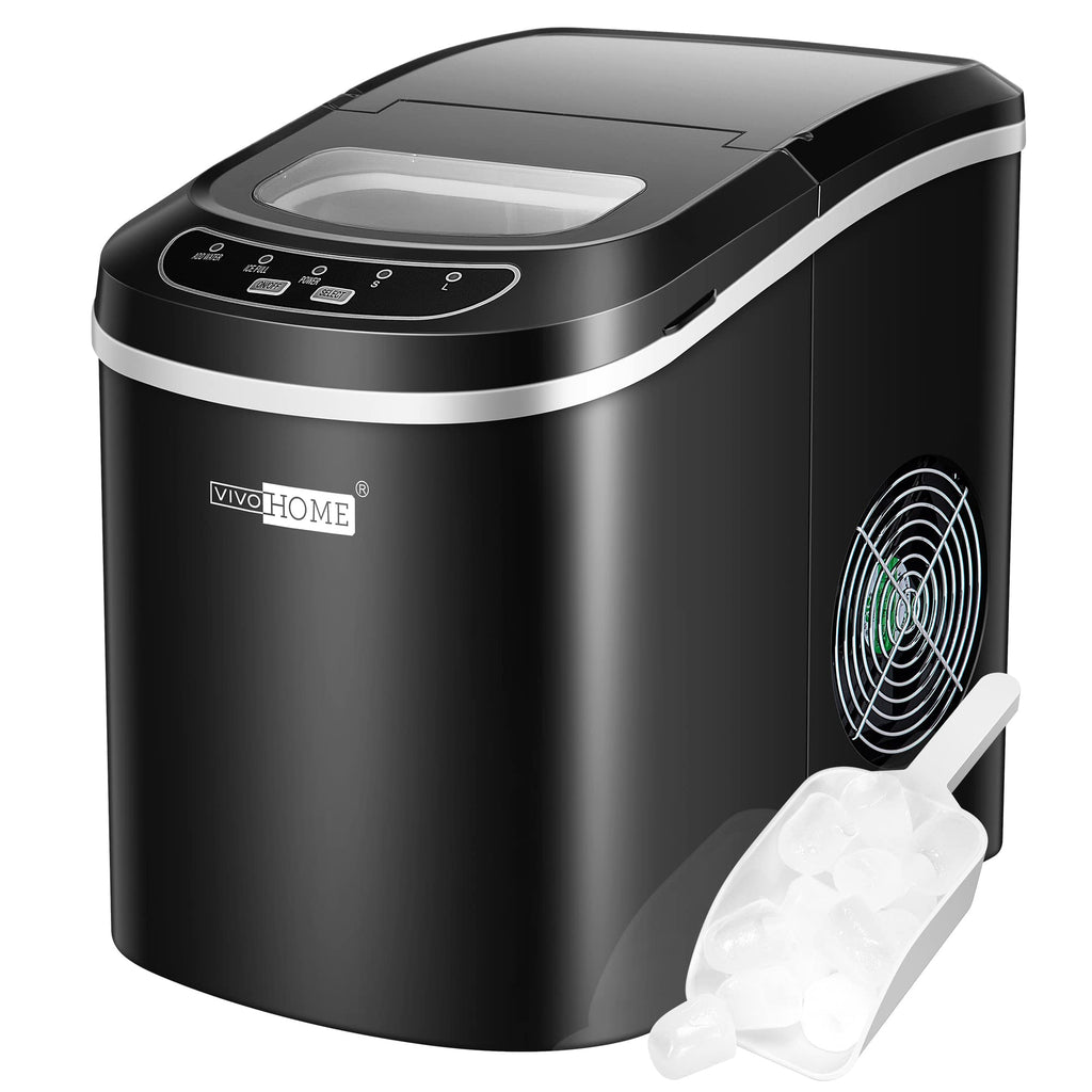 VIVOHOME Electric Portable Compact Countertop Automatic Ice Cube Maker Machine with Hand Scoop and Self Cleaning Function 26lbs/Day Black