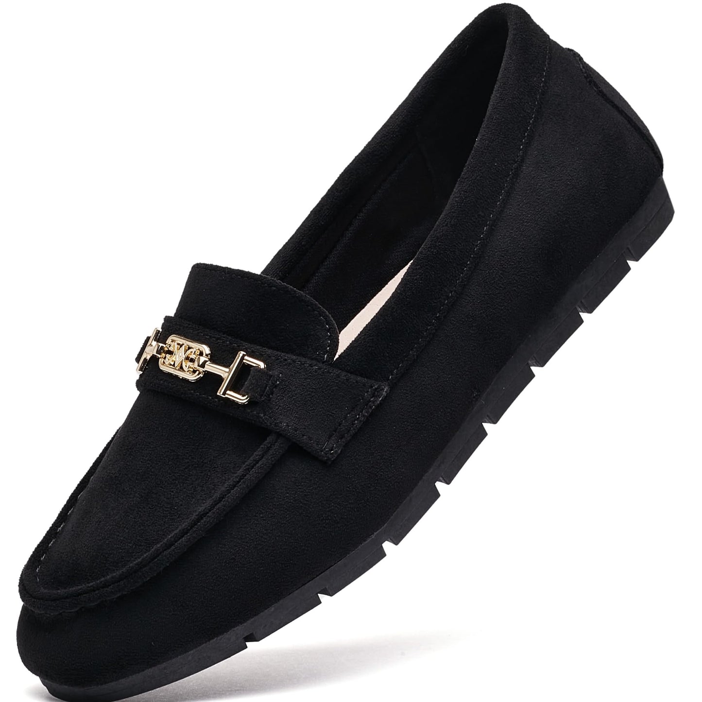 DeYashopin Women's Loafer Shoes Leisure Slip On Work Shoes Comfort Walking Flats Black Velvet 10