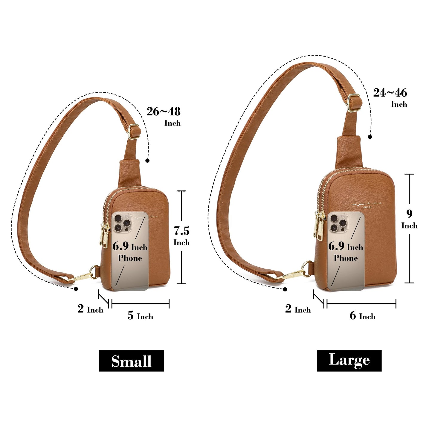 INICAT Travel Small Crossbody Sling Bags Valentines Day Gifts Women Her Cross Body Purses Vegan Leather Birthday(Brown)