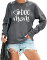 VILOVE Dog Mom Sweatshirt Women Dog Paw Print Cute Sweatshirt Funny Graphic Sweatshirts Long Sleeve Tees Tops Gray