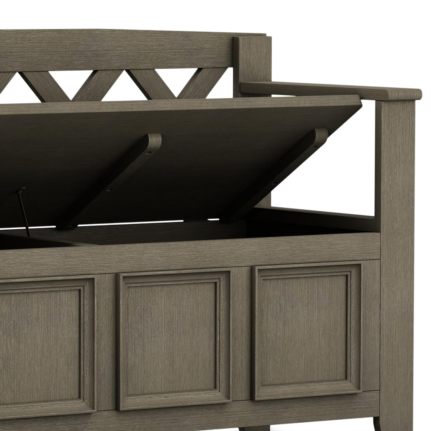 SIMPLIHOME Amherst Entryway Storage Bench - 48 inch Wide Solid Wood Hallway Seat in Farmhouse Grey, Transitional Bench for Entryway or Living Room with Lift-Up Lid and Spacious Storage