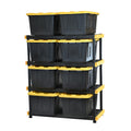 CX Black & Yellow, Shelving Unit and Heavy Duty Storage Containers, Extremely Durable (Shelf + 27 Gallon Container (8-Pack)), for Garage, Warehouse & Seasonal Storage