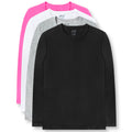 Brix Girls' Long Sleeve Tees - 4 -Pack Crew Neck Super Soft Cotton T Shirts. 5/6