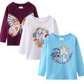 Girl Long Sleeve Shirts Tops Tees Cotton Casual Crewneck Graphic Unicorn Jersey Tunic T-Shirts 3 Packs Sets Size 10