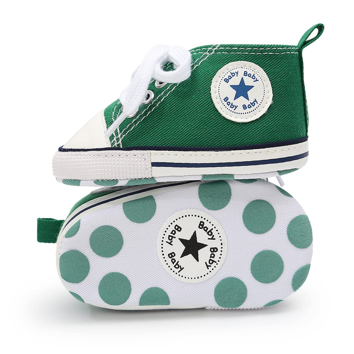 Tutoo Unisex Baby Boys Girls High Top Sneaker Soft Anti-Slip Sole Newborn Infant First Walkers Canvas Denim Shoes