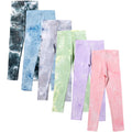 Chicduo 6 Pack Girls Printed Leggings Casual Tie-Dyed Stretchy Yoga Pants for Girls Kids Soft Slim Leggings Multicolor