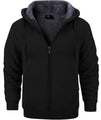 GEEK LIGHTING Men’s Fleece-Lined Zip Up Hoodie, Thick Hooded Jacket Winter Warm Athletic Sweatshirt, Pure black L