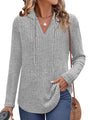 Womens Tops Early Fall Fashion Must Haves 2025 Long Sleeve Shirts Christmas Sweaters for Women Comfiest Airport Outfits Casual V Neck Hoodies Moms Trendy Winter Sweatshirts Clothing Light Gray L