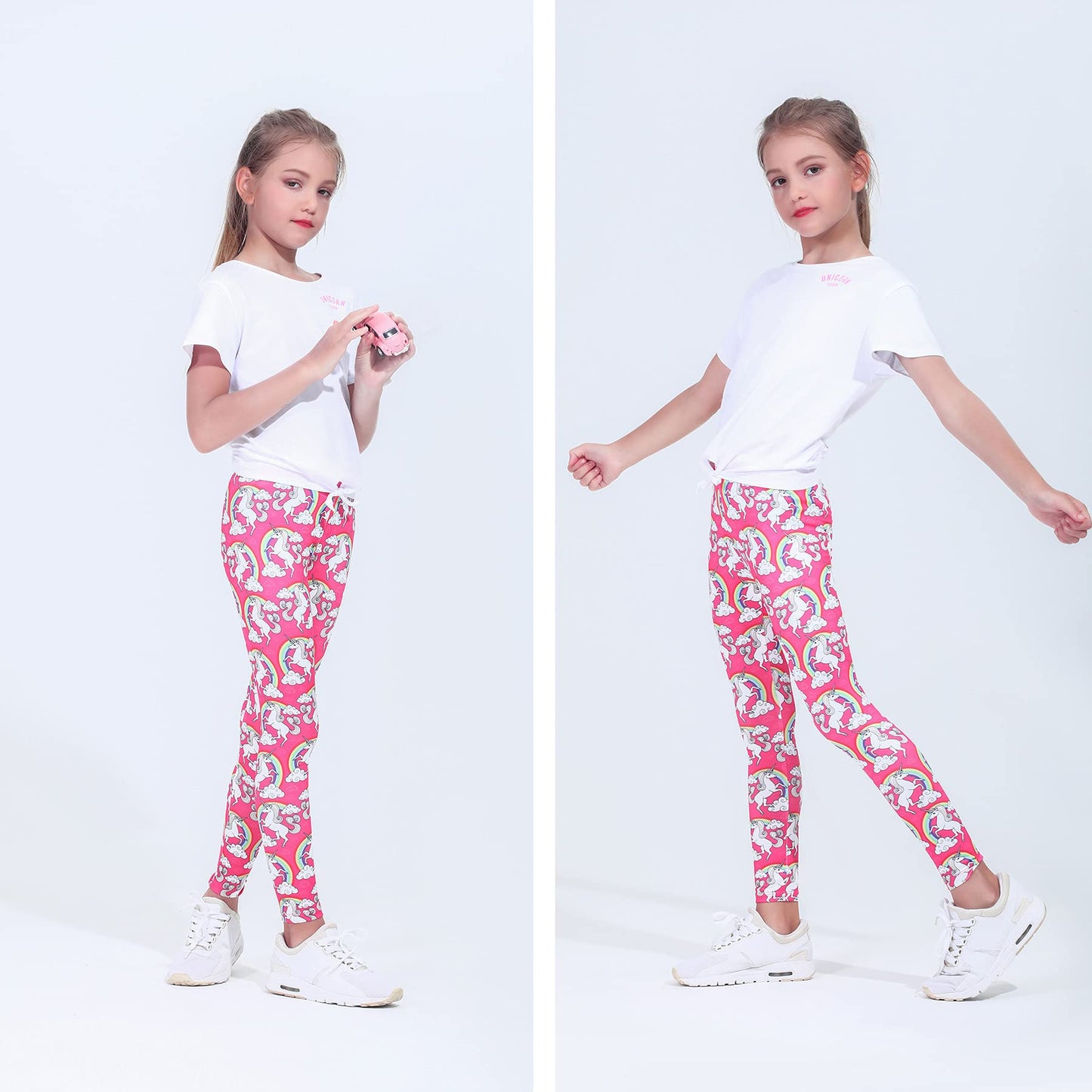 Quedoris Girls 3-Pack Printed Leggings Starry/Rainbow/Dreamy Unicorn 130Y