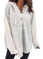 SHEWIN Womens Oversized Sweatshirt Hoodies Casual Long Sleeve Solid Button Down Hooded Jackets for Women Casual Fall Outfits with Pockets,US 12-14(L),Gray