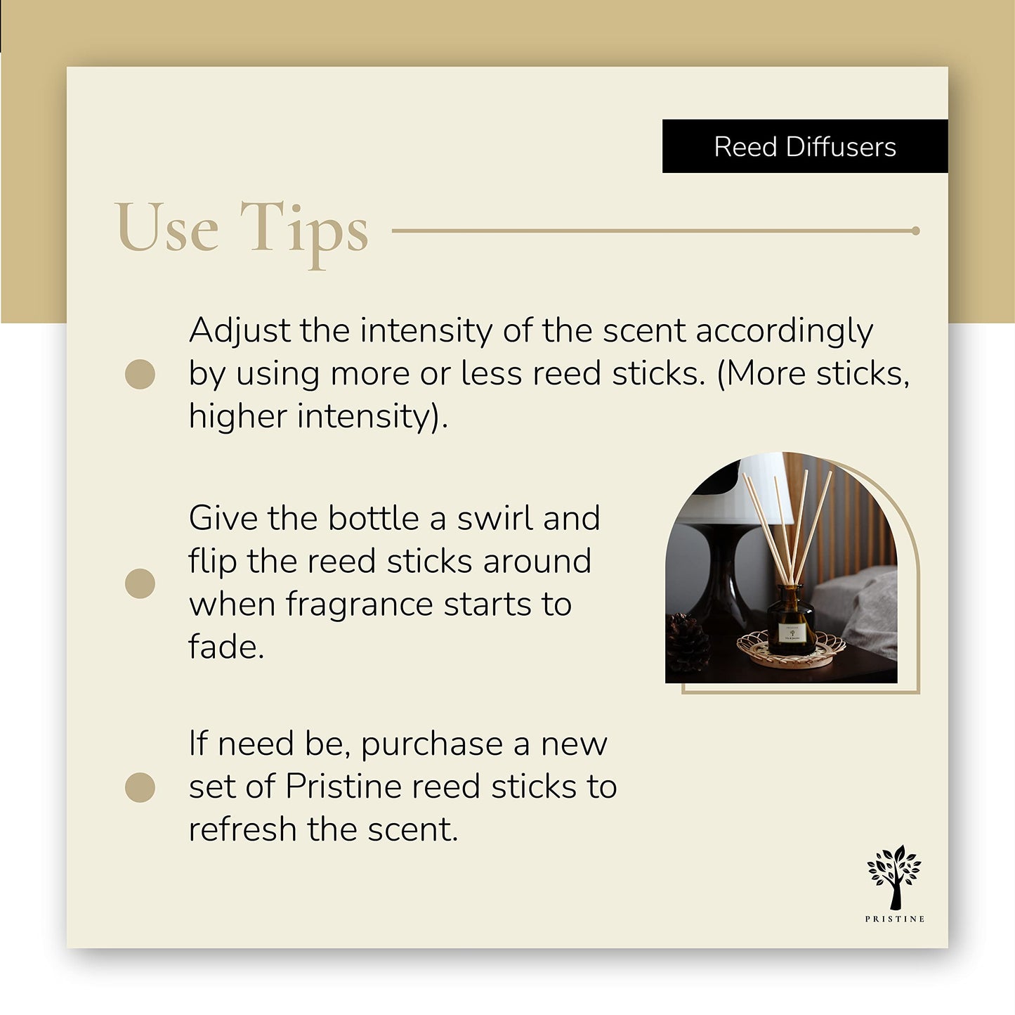 PRISTINE Himalayan Tea/Inspired by Westin Hotel Reed Diffuser for Home | Fresh Bergamot/White Tea Room Fragrance Reed Diffusers, Oil & Room Diffusers with Reed | Home Fragrance Scent Diffuser, 6 Oz