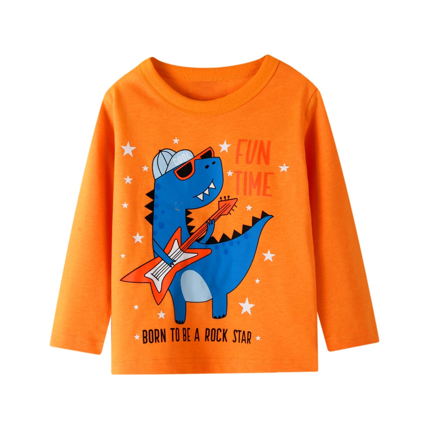 HILEELANG Toddler Kids Boy Long Sleeve Top Tee Shirt Basic Cotton Casual Dinosaur T-Shirt Winter Undershirt 4T