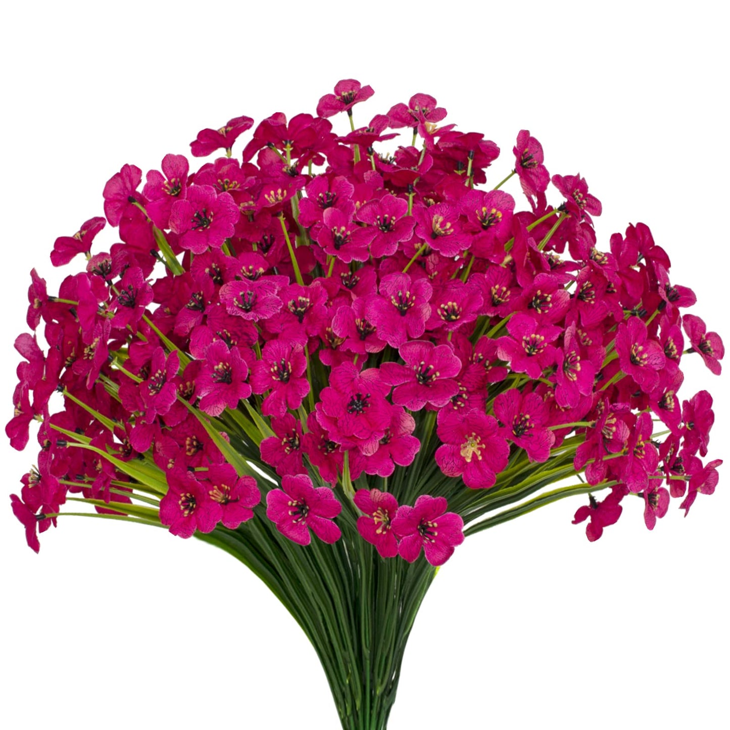 15 Bundles Artificial Flowers UV Resistant Outdoor Plants No Fade Faux Plastic Shrubs Fake Silk Flowers Window Box Garden Porch Home Decoration(Fuchsia)