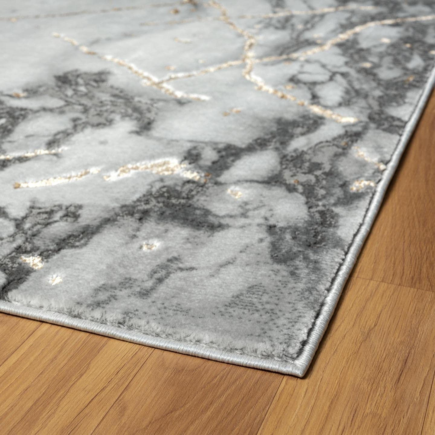 LUXE WEAVERS Ivory Gold 8x10 Marble Abstract Area Rug