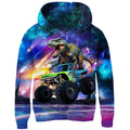 Idgreatim Little Boys Girl Car Hoodies Funny Dinosaur Ride Off-Road Vehicle Hooded Sweatshirts Size 8-10T Fall Winter Casual Sport Hoody Pullover with Pocket