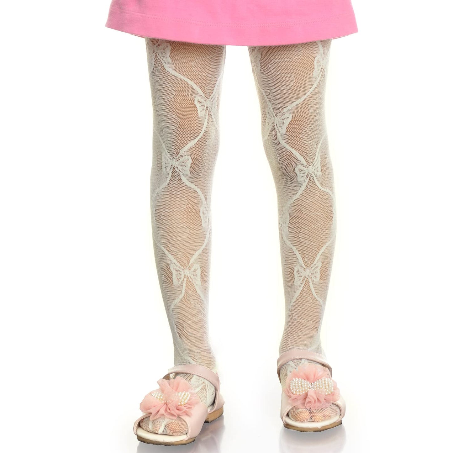 Angelina Girls Bow Tie Lace Pantyhose (6-Pack), 316_ASST