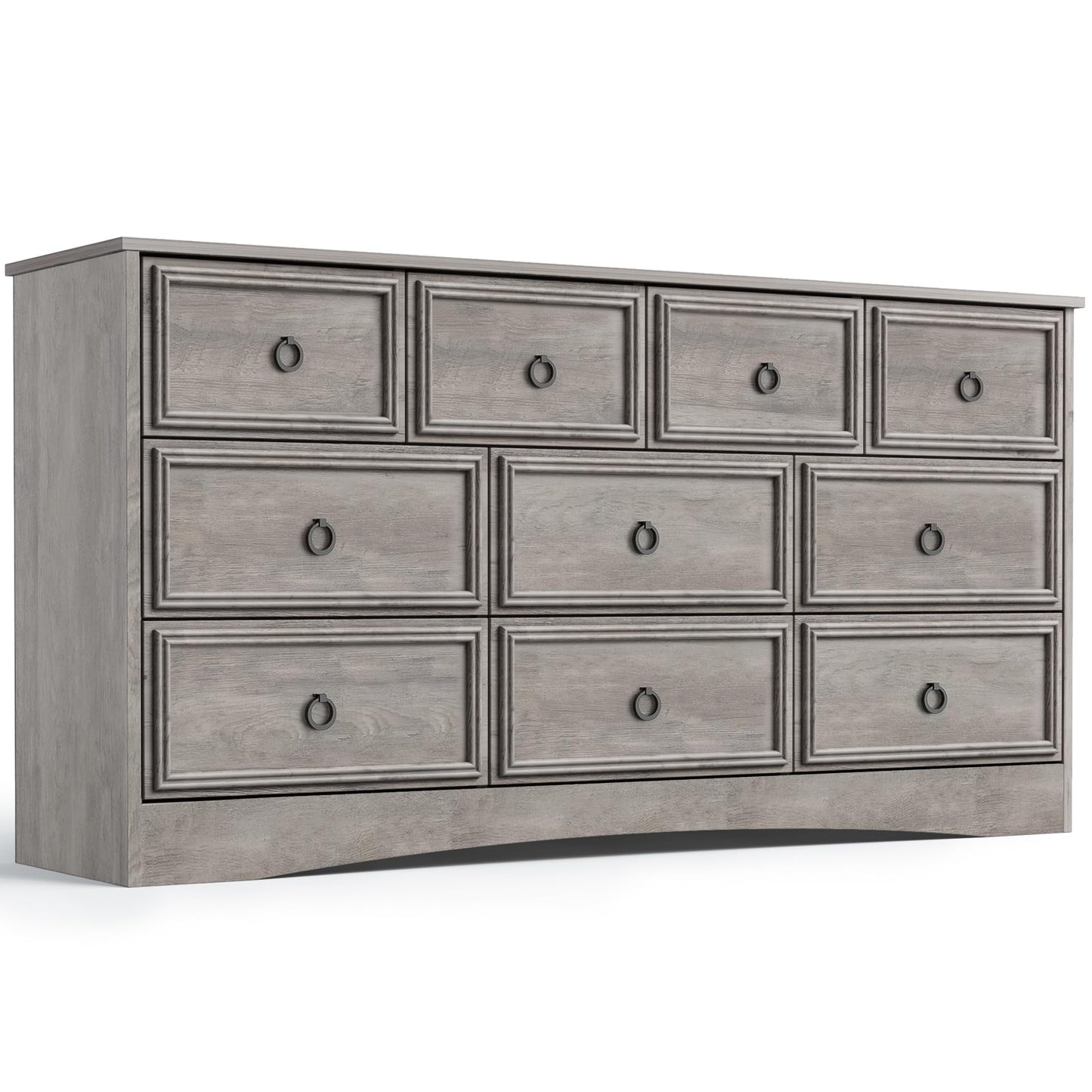 LGHM Dressers for Bedroom with 10 Drawers,Modern Long 10 Drawer Dresser with Textured Borders, Chest of Drawers Closet Organizers and Storage Clothes - 6" Deep Drawer for Bedroom, Living Room, Gray