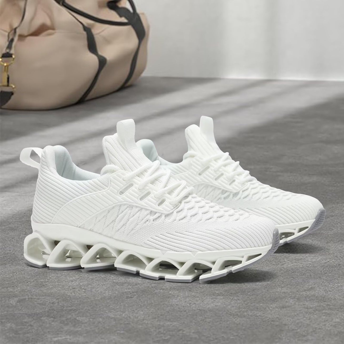Womens Running Shoes Breathable Mesh Walking Shoes Lace up Tennis Sneakers Fashion Work Sport Gym Cross Trainers White 8.5