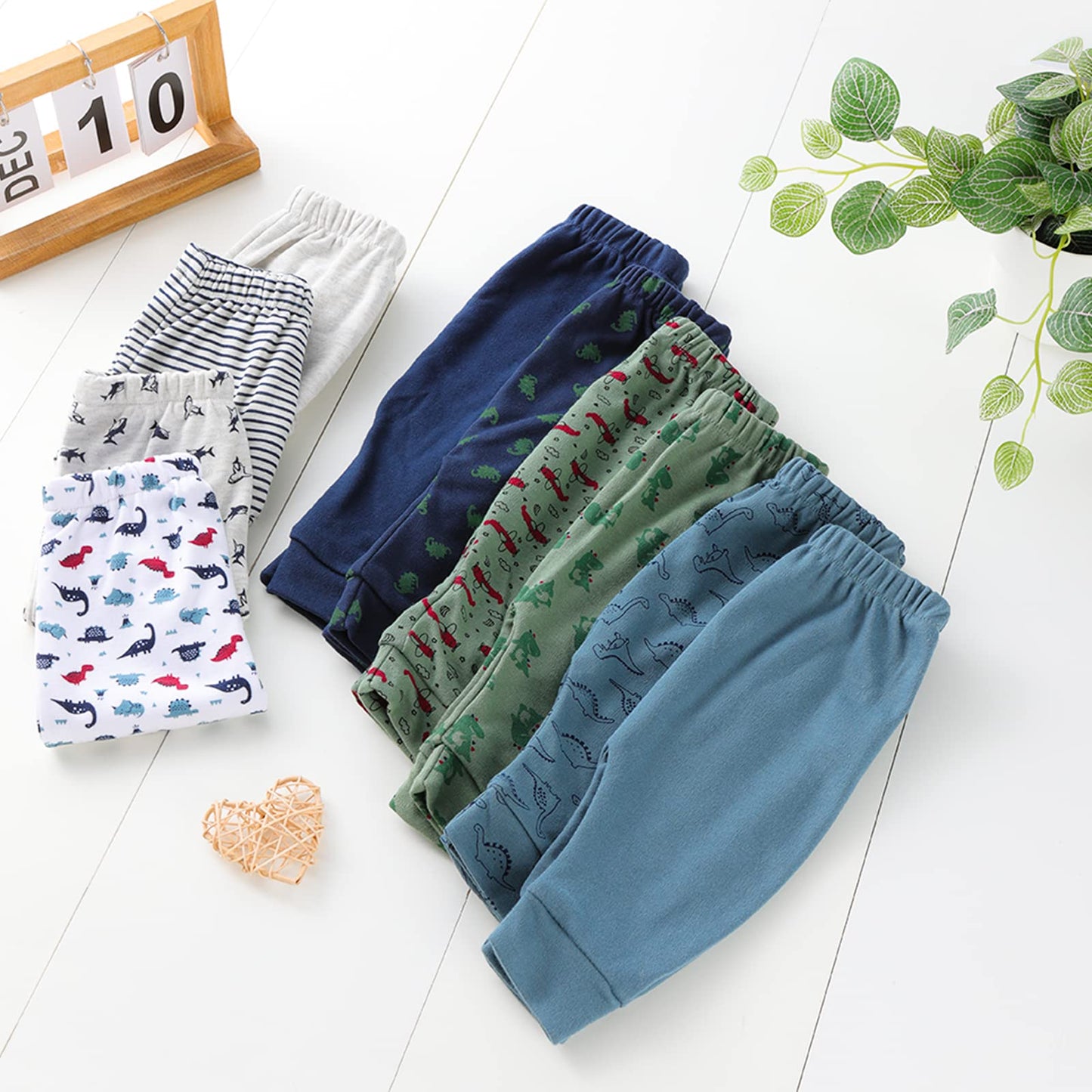 Hakochia Soft and Comfy 100% Cotton Baby Pants for Baby Boys and Girls with Ample Diaper Room 0-12 Months (US, Age, 9 Months, Blue)