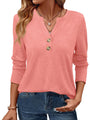 GKBK Womens Long Sleeve Tops Fall Clothing V Neck Casual Shirts Button Dressy Trendy Blouses Loose Fit Tunic Coral