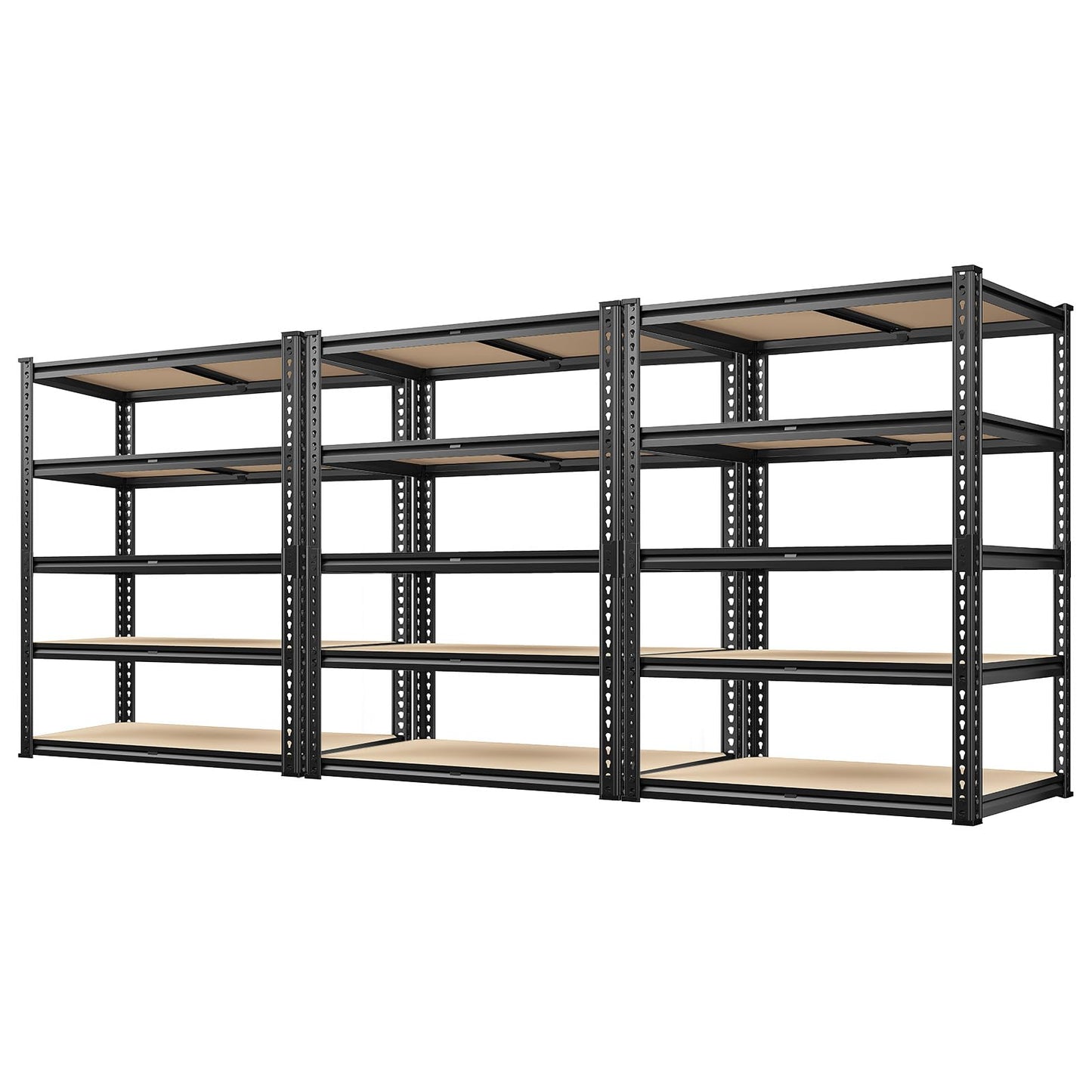 REIBII 72" Garage Shelving, Heavy Duty Storage Shelves 2000LBS, 5 Tier Metal Shelving Unit, Adjustable Garage Storage Shelves for Warehouse Pantry Basement, 72'' H X 35.5'' W X 11.8'' D, 3 Pack