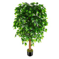 OXLLXO 5ft Artificial Ficus Silk Tree (60in) with Plastic Nursery Pot Faux Tree, Fake Plant for Office House Farmhouse Living Room Home Decor (Indoor/Outdoor)