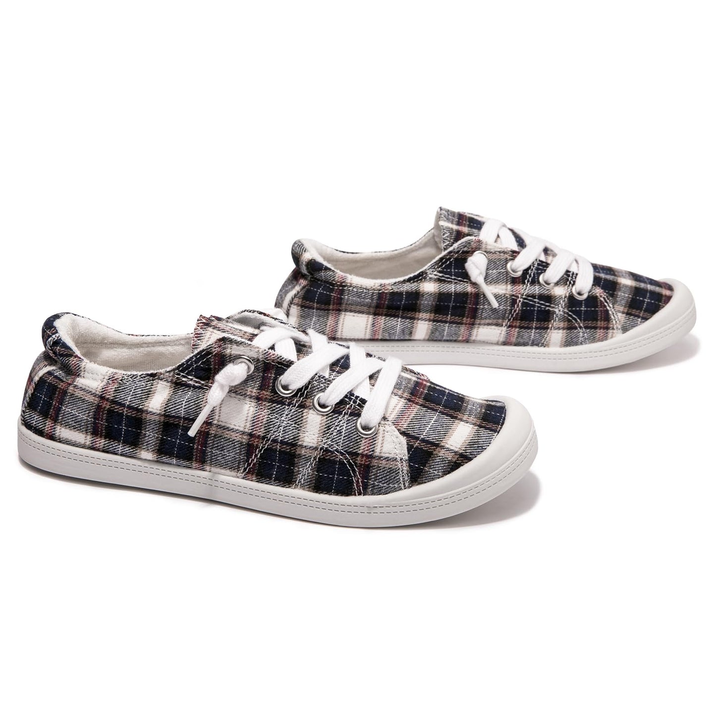 Women's Slip On Canvas Sneaker Low Top Casual Walking Shoes Classic Comfort Flat Fashion Sneakers (Square 11)
