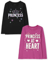 The Children's Place girls The Children's Place Long Sleeve Graphic T- 2-pack Shirt, Princess, Large US