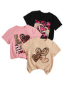 RoseSeek Girl's 3 Packs Star Butterfly Graphic Tees Crew Neck Short Sleeve T Shirt Casual Tops Pink Beige Black 10 Years