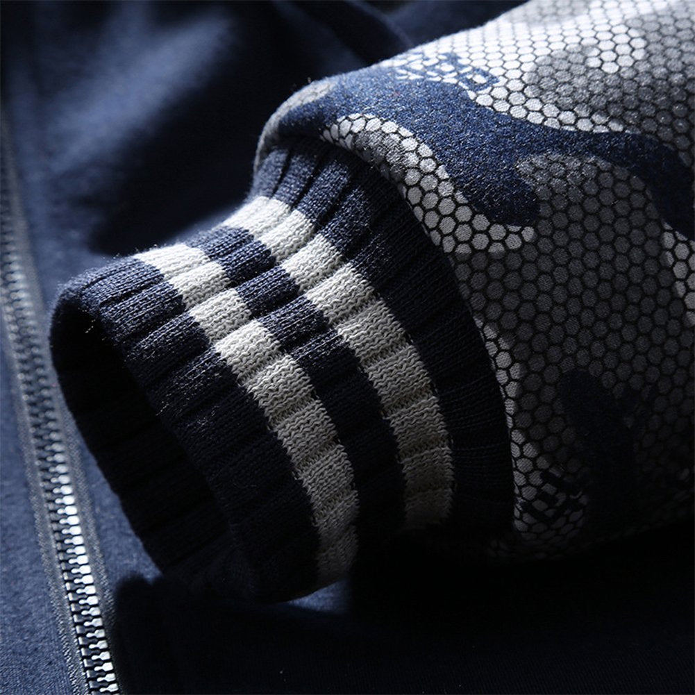 MACHLAB Men's Pullover Winter Workout Fleece Hoodie Jackets Full Zip Wool Warm Thick Coats Dark Blue#63 M