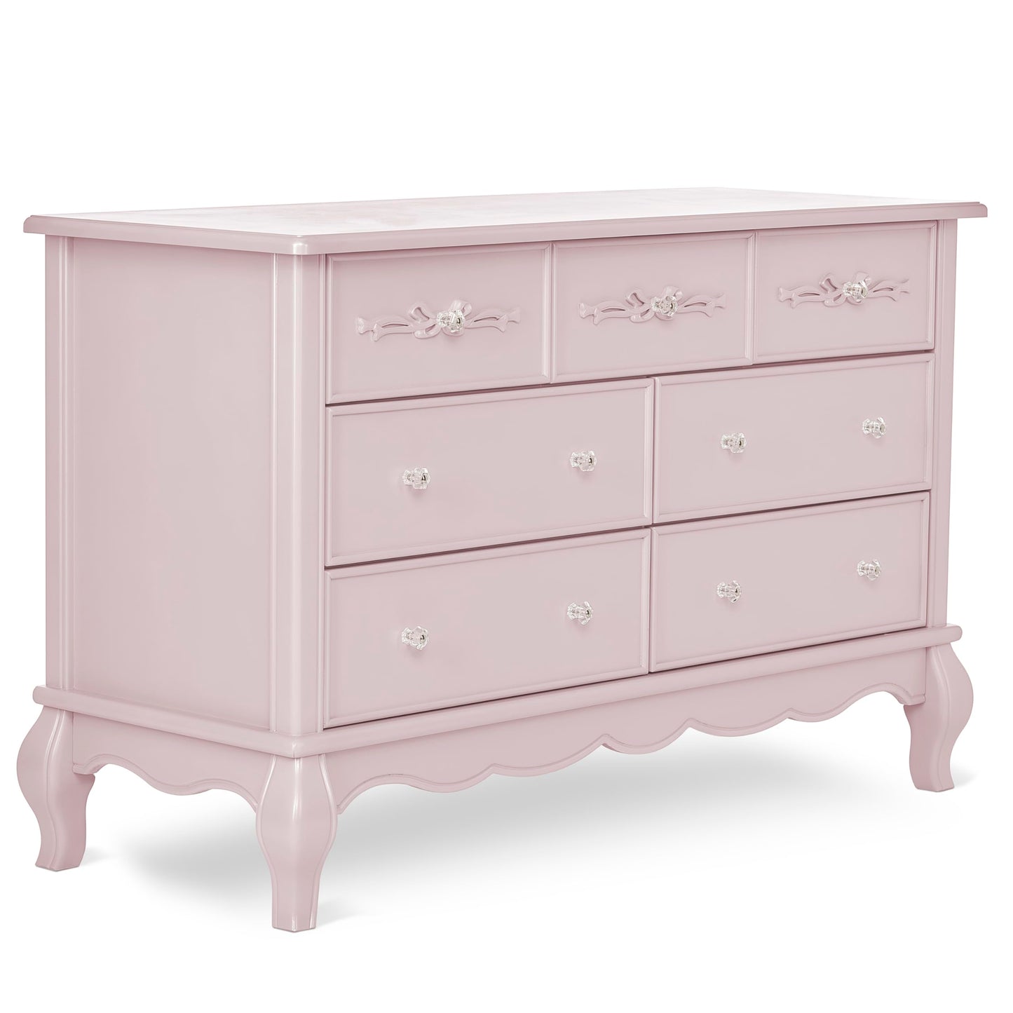 Evolur Aurora 7 Drawer Double Dresser, Dusty Rose