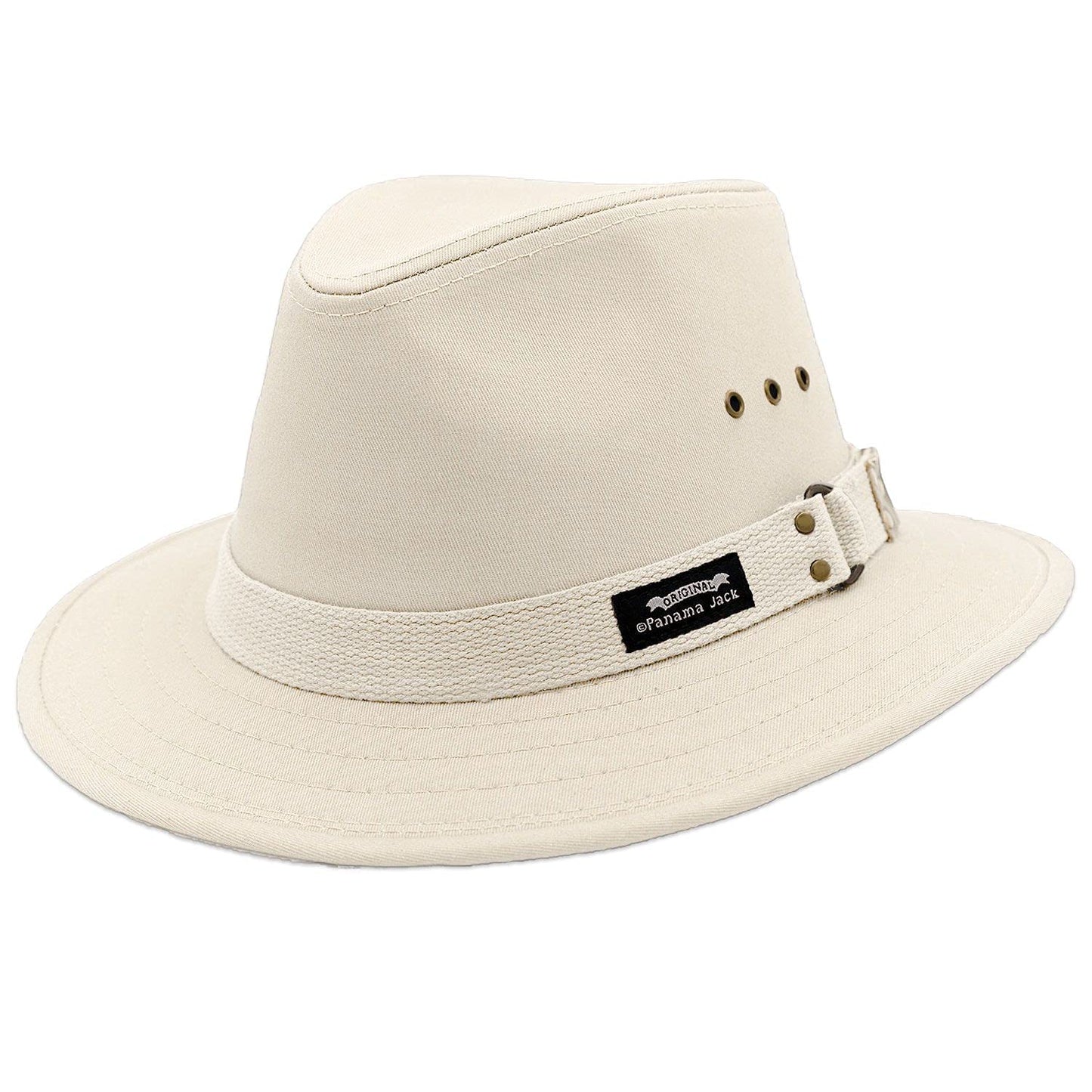 Panama Jack Men's Original Canvas Safari Sun Hat, 2 1/2" Brim, UPF (SPF) 50+ Sun Protection (Natural, Large)