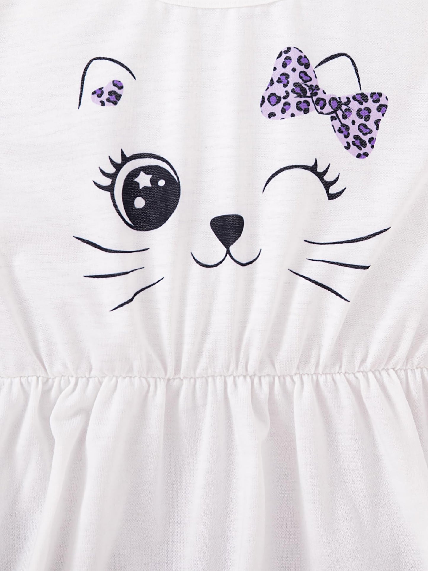 VARMILO Girls Dresses Little Kid Girls Dress 3-Pack Summer Casual Party Print Skater Dress Sundress Size 6 Years White/Purple
