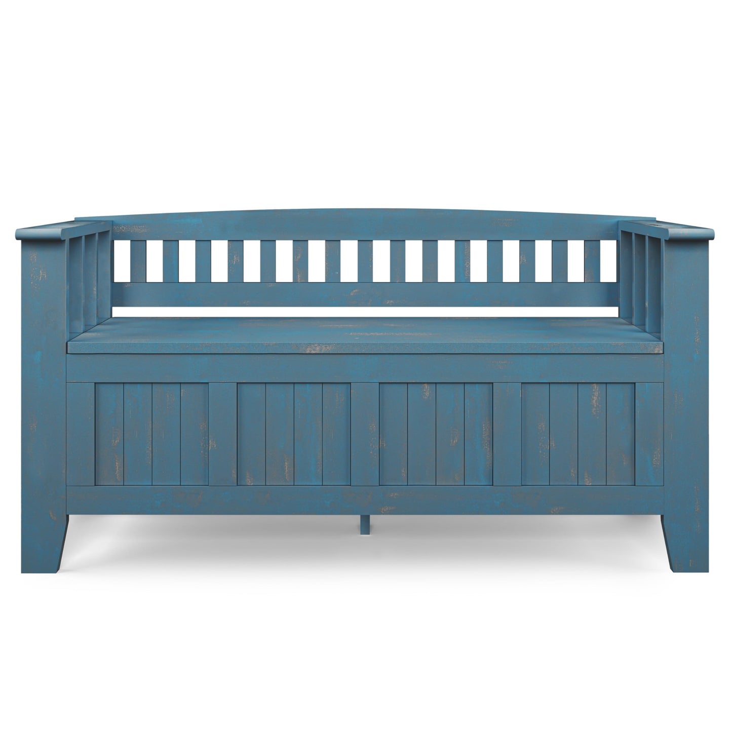 SIMPLIHOME Acadian Entryway Storage Bench - 48 inch Wide Solid Wood Hallway Seat in Distressed Coastal Blue, Transitional Bench for Entryway or Living Room with Lift-Up Lid and Spacious Storage