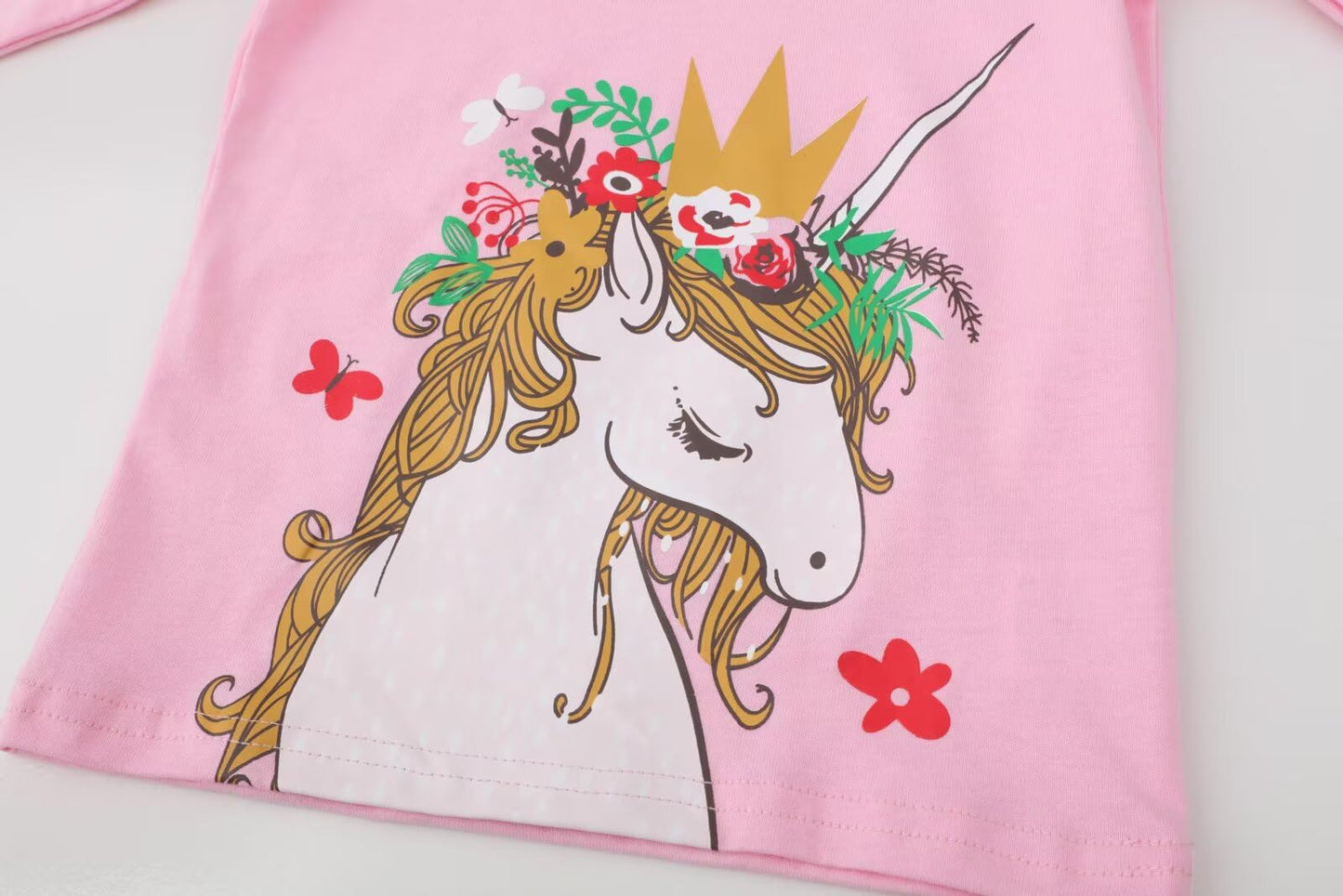 MSSMART Girls Unicorn Shirt Toddler Long Sleeve Clothes Fall Crewneck Top Kids Autumn Cotton Heart Tee 3 Pack Size 2T