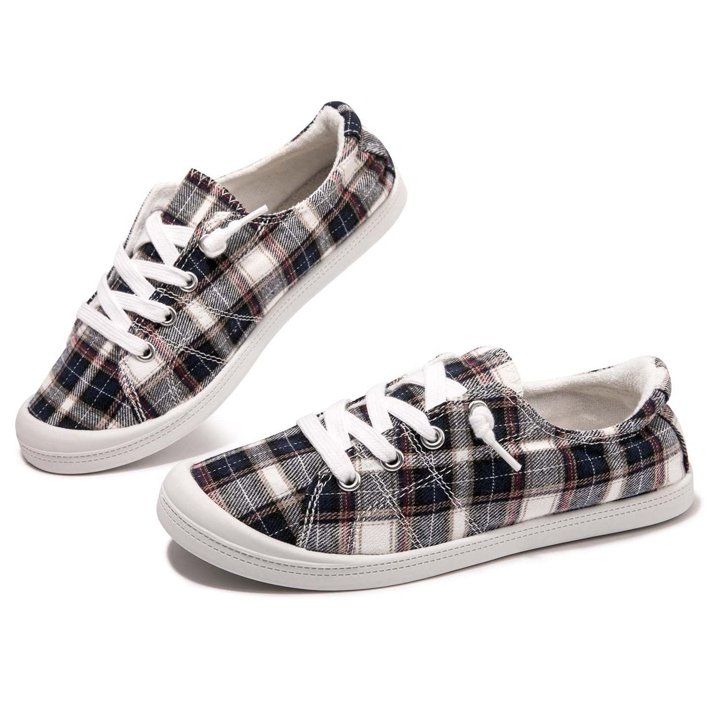 Women's Slip On Canvas Sneaker Low Top Casual Walking Shoes Classic Comfort Flat Fashion Sneakers (Square 11)