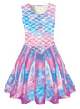 Funnycokid Mermaid Dress Girls Kids Sleeveless Summer Sundress Size 6-7 Birthday Party Outfit Twirly Clothes 6 7 Years Beach