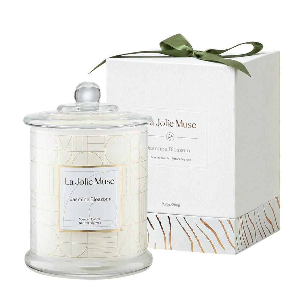 LA JOLIE MUSE Candles Gifts for Women, Candles for Women with Gift Box, Jasmine Scented Candle, Candles for Home Scented, Natural Soy Candles, 70 Hours 10 oz