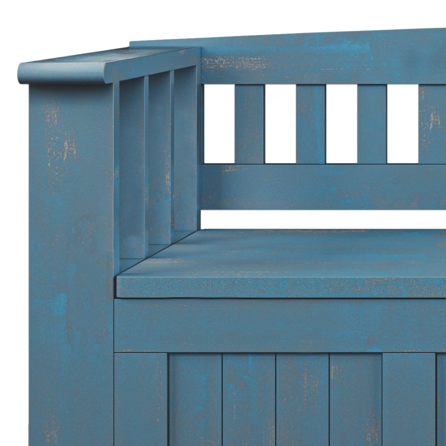 SIMPLIHOME Acadian Entryway Storage Bench - 48 inch Wide Solid Wood Hallway Seat in Distressed Coastal Blue, Transitional Bench for Entryway or Living Room with Lift-Up Lid and Spacious Storage