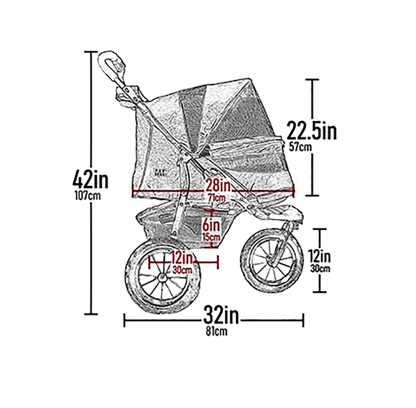 Pet Gear No-Zip AT3 Pet Stroller for Cats/Dogs, Zipperless Entry, Easy One-Hand Fold, Jogging Tires, Removable Liner, Cup Holder + Storage Basket, 1 Model, 2 Colors