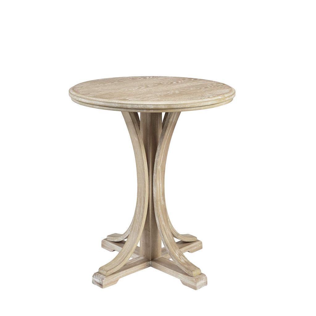 Martha Stewart Fatima Accent Tables Modern Mid-Century Rustic Pedestal Design, Round Tabletop Living Room Furniture Occasional Piece, Dia. 21