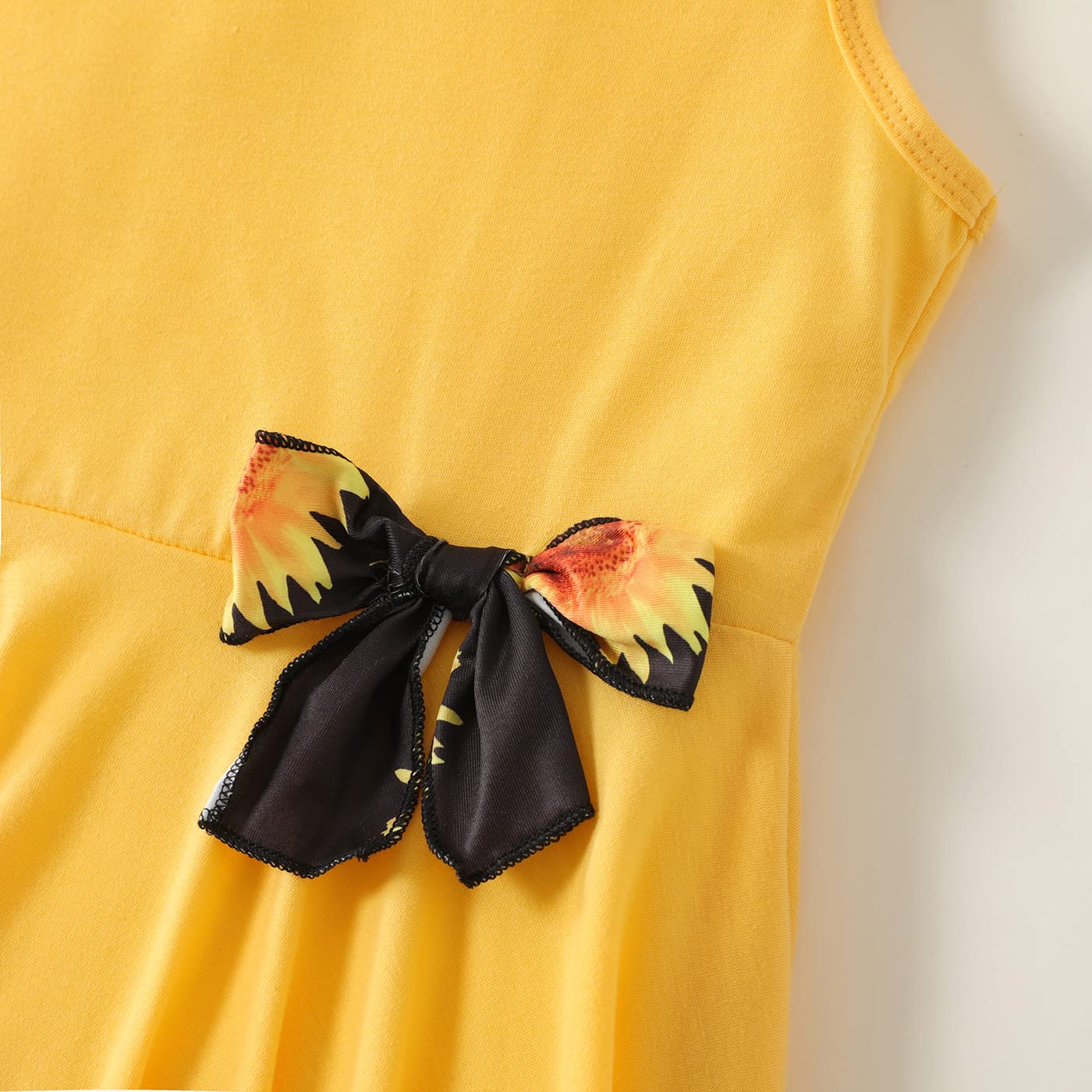 PATPAT Little Girls Clothes Yellow Sunflower Pleated Hem Design Sleeveless Dress Top and Allover Floral Print Short Set Girls Outfits 3T 4T