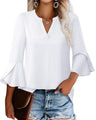 Gaharu Womens Business Tops: 3/4 Length Sleeve Lightweight Blouse for Work Office - Fashion Summer Professional Chiffon Shirts Solid White XXL