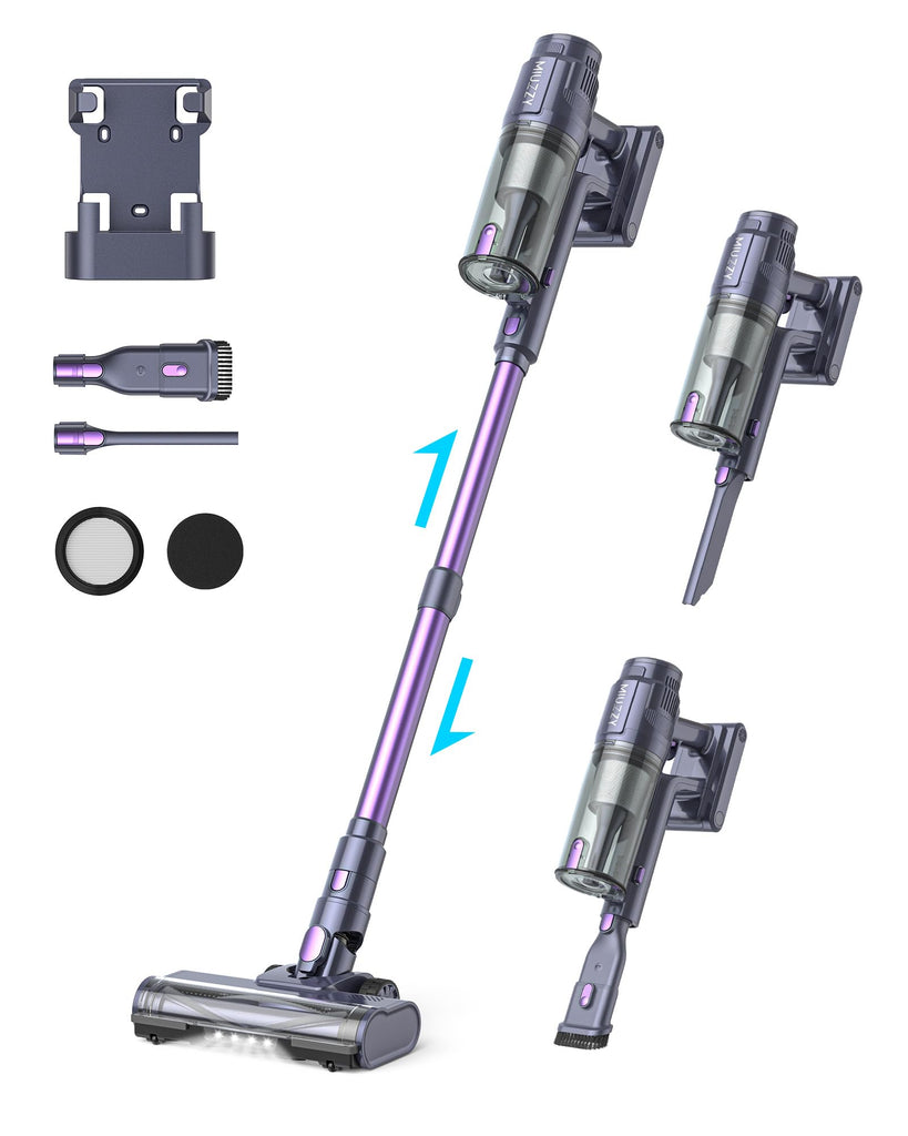 MIUZZY Cordless Vacuum Cleaner, 25Kpa Brushless Vacuum Cleaner with Touch Screen, Up to 50 Mins Runtime, Lightweight Vacuum for Carpet, Home Hardwood Floor and Pet Hair