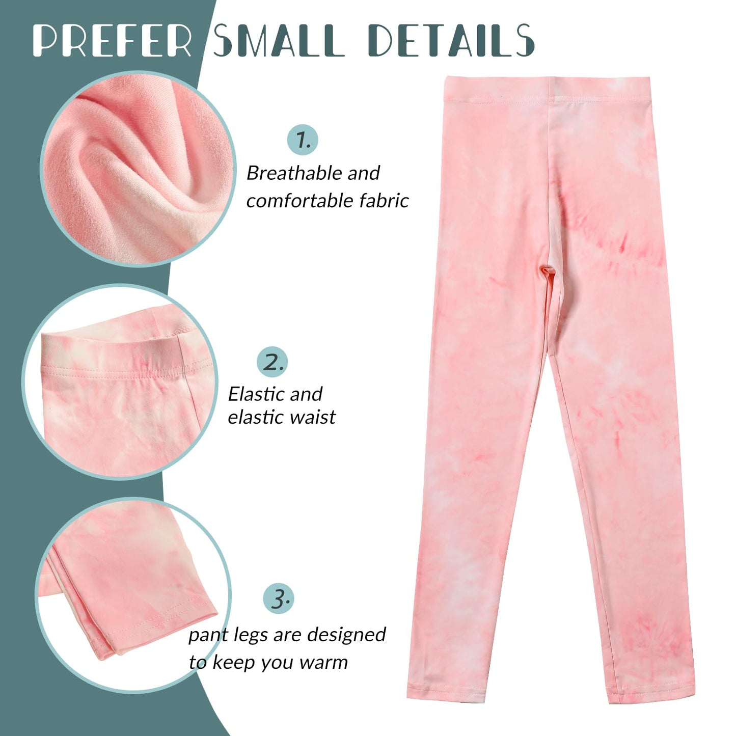 Chicduo 6 Pack Girls Printed Leggings Casual Tie-Dyed Stretchy Yoga Pants for Girls Kids Soft Slim Leggings Multicolor