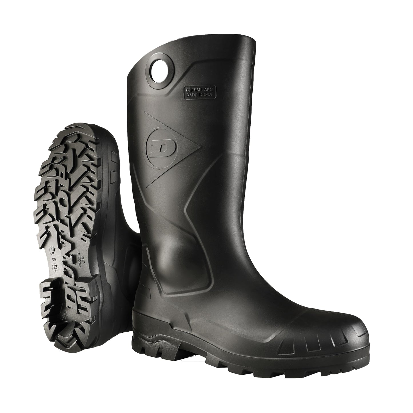 DUNLOP Chesapeake Rubber Boots for Men & Women – PVC - Waterproof - Lightweight Garden, Fishing & Rain Boots with Soft Toe and Wide Calf – Black – Size 3–15