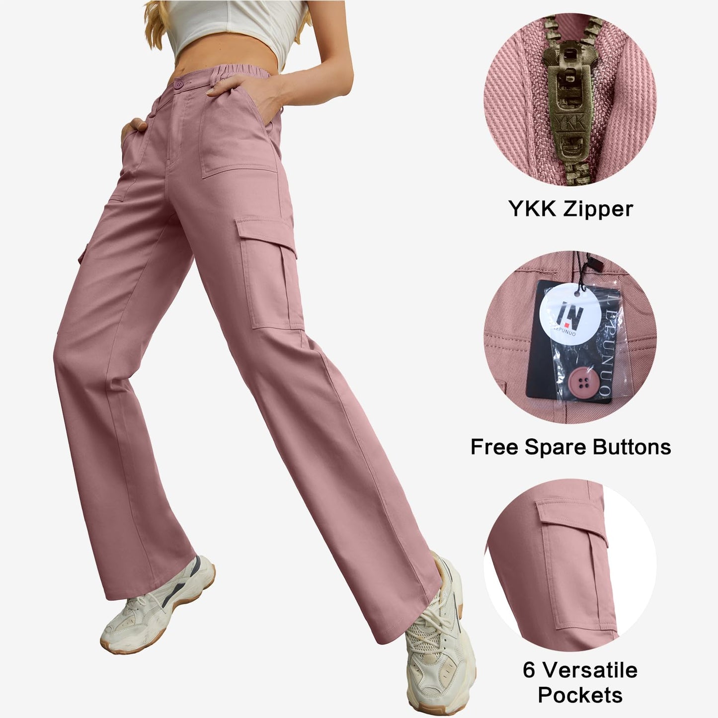 Lepunuo Cargo Pants for Women High Waisted Casual Pants Baggy Stretchy Wide Leg Y2K Streetwear with 6 Pockets Purple Gray